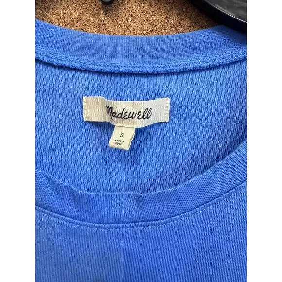 NWT Madewell Blue Sleeveless Gathered Side Top Womens Small NJ787 SU24 - Picture 3 of 6